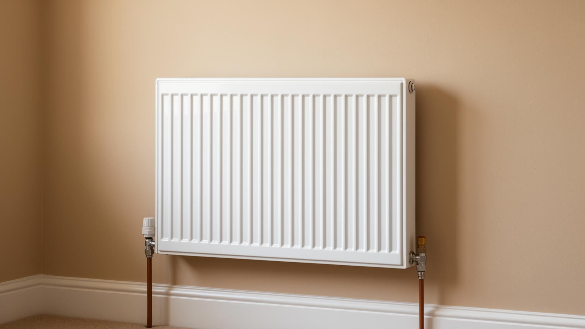 Central heating powerflush in progress showing black magnetite sludge being removed from a radiator, Surrey